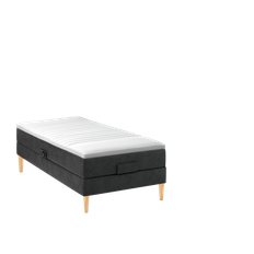 Kinnabädden - Jupiter II Ställbar Säng Anthracite 90 Medium Träben Ek 19cm från Sleepo - Grå (90x200)