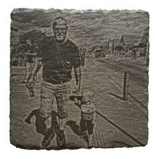 Skiferplade med billede gravering 10x10 cm