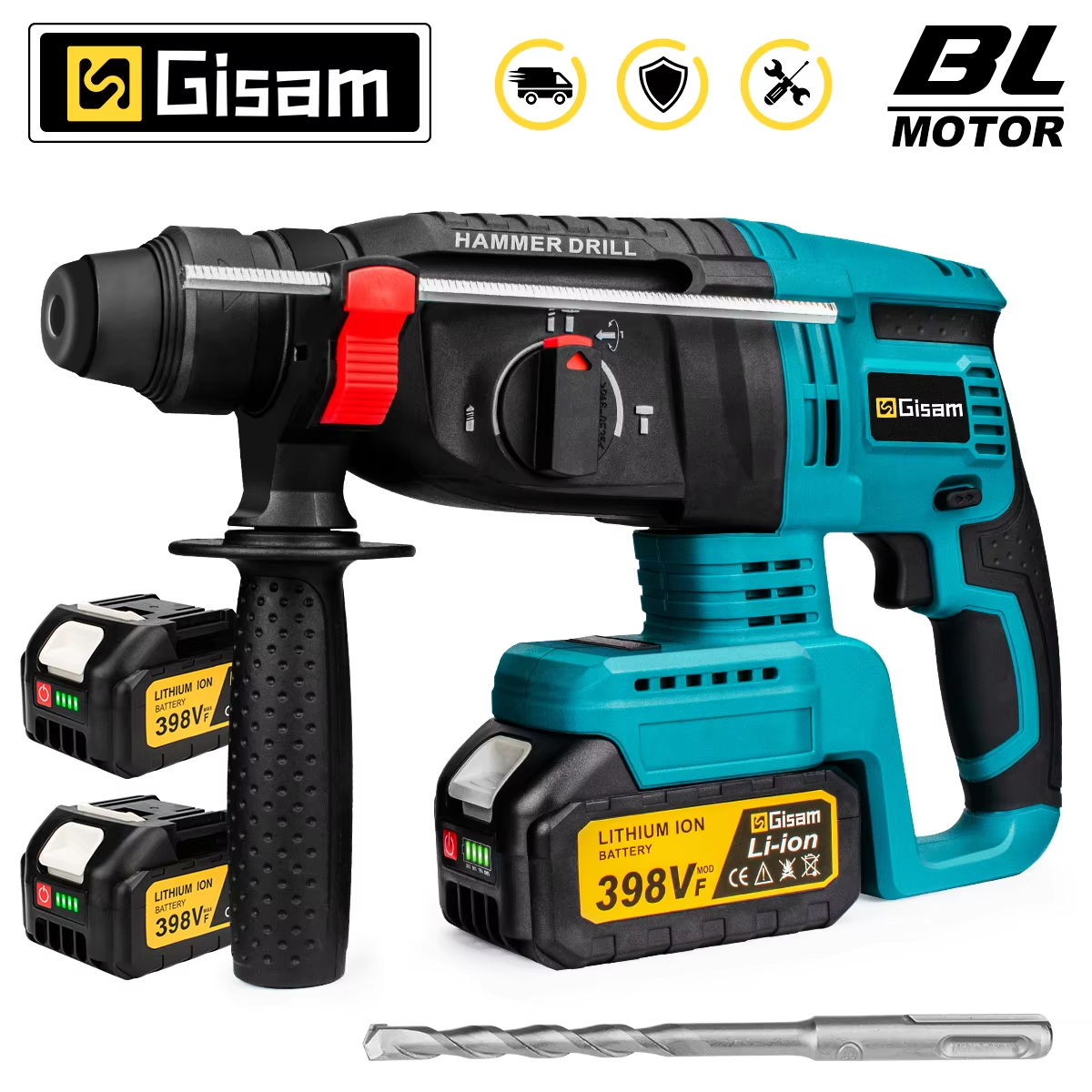 Gisam 26MM Brushless Electric Hammer Drill Multifunctional Cordless Rotary Hammer Impact Drill Tool For Makita 18V Battery Pin