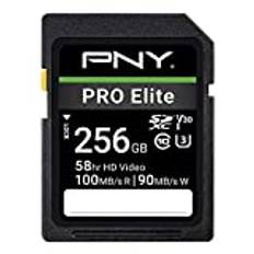 PNY 256GB PRO Elite Class 10 U3 V30 SDXC flashminneskort