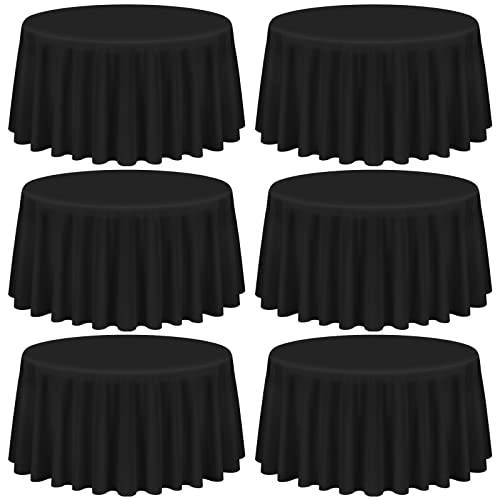 Showgeous 6 pack svart rund bordsduk 120 tum polyestertyg bordsduk Tvättbar tyg bordsöverdrag för bröllopsbankett Restaurang bufféfester och camping