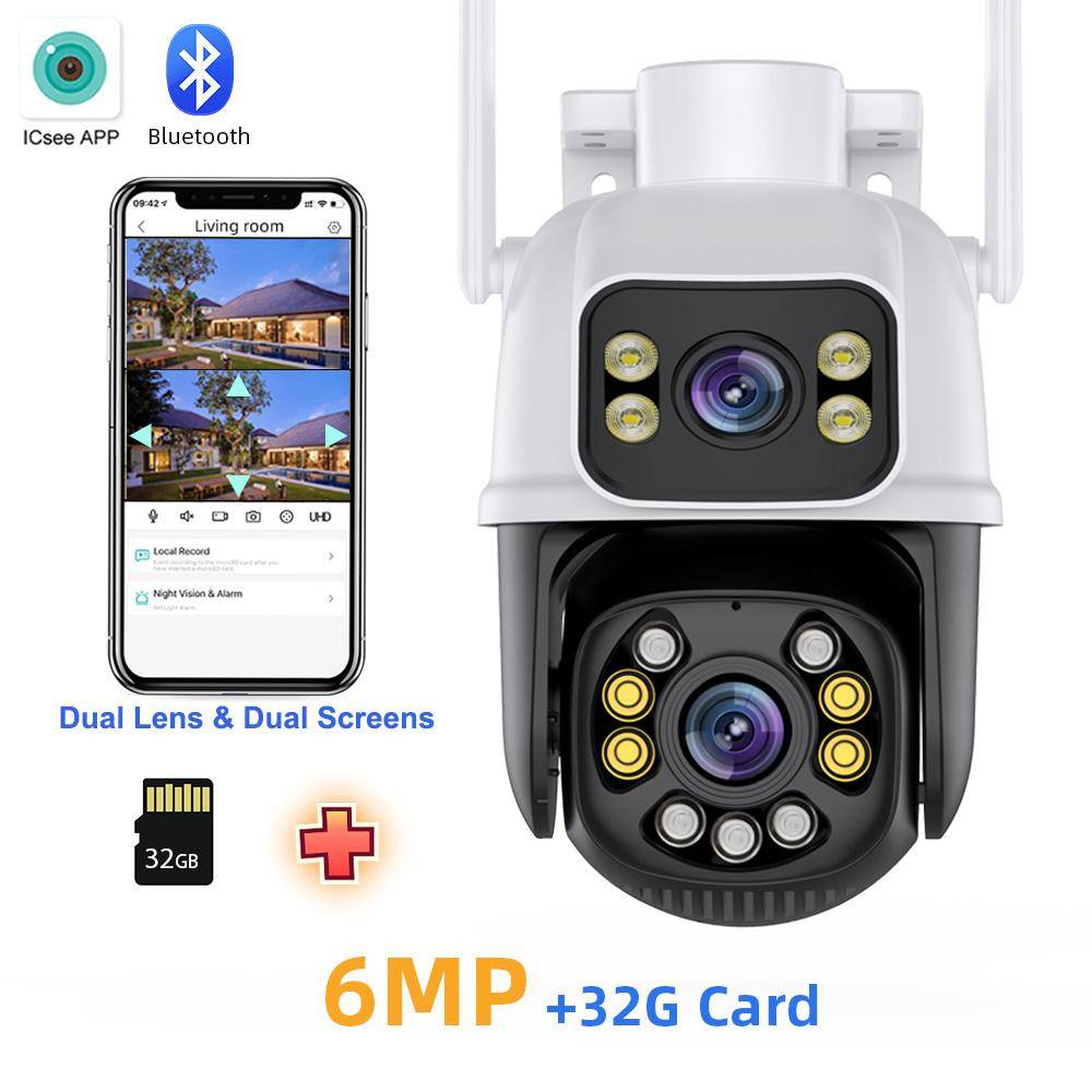 8MP Wifi Övervakningskameror Utomhus Vattentät Trådlös Säkerhetskamera AI Människodetektion Dahua CCTV IP-kamera Mörkerseende 6MP Add 32G