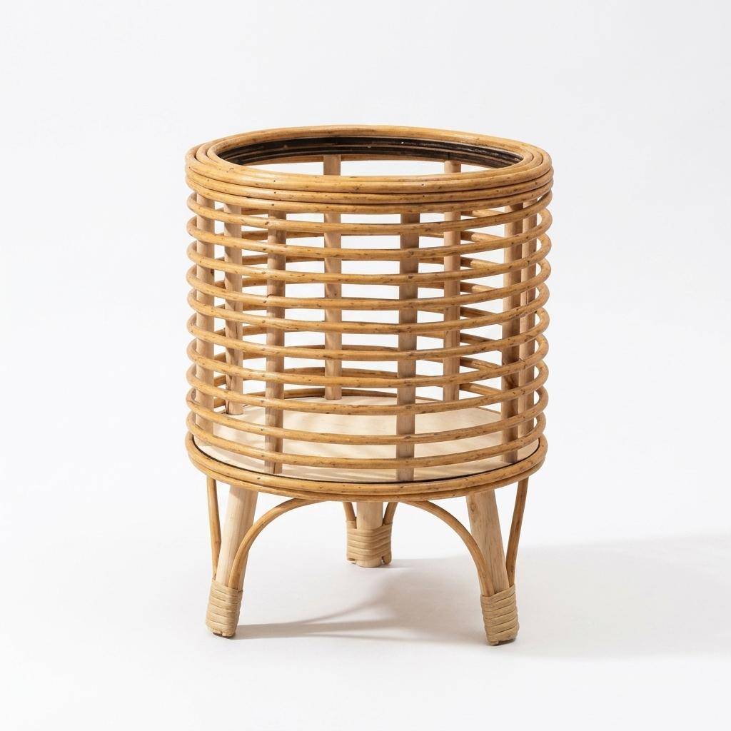 Plant Pots with a Tall Stand for Indoor Plants, Pack of 2 Rattan Pot Laundry