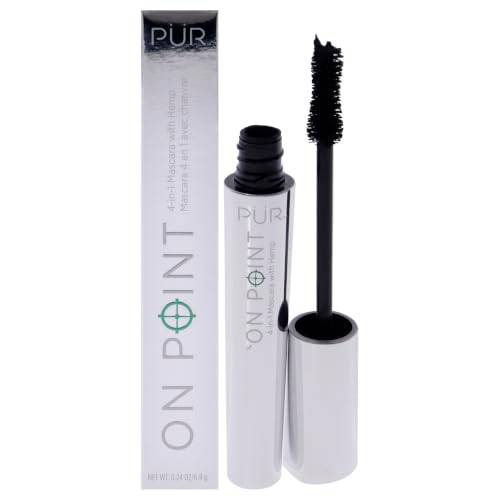 PUR Cosmetics On Point 4-in-1 Mascara with Hemp - Lengthening, Anti-Pollution Properties - Helps Nourish and Moisturize Lashes to Appear Stronger and Healthier - Ideal for Everyday Wear - 0.24 oz