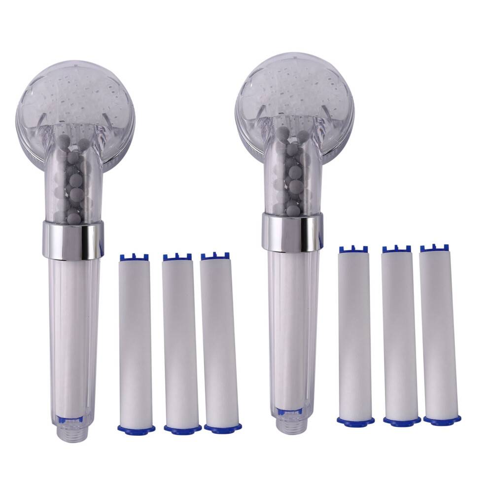 2 Set Negative Ions Bathroom Handheld Shower Water Saving Set with 3 Filters Portable Shower Hand Shower