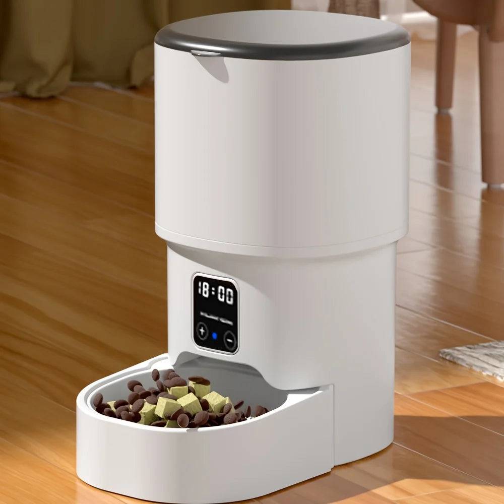 Intelligent Pet Feeder with Button Control - 4L Large Capacity LCD Display - 4L Button Pet Feeder / L / 4L (L)