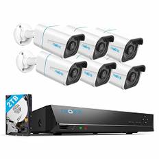 Reolink 4K PoE CCTV-säkerhetskamerasystem H.265, 6st 8MP person- / fordonsdetektering utomhus PoE IP-kameror, 8CH NVR med 2TB HDD för 24/7 inspelning 100ft Night Vision