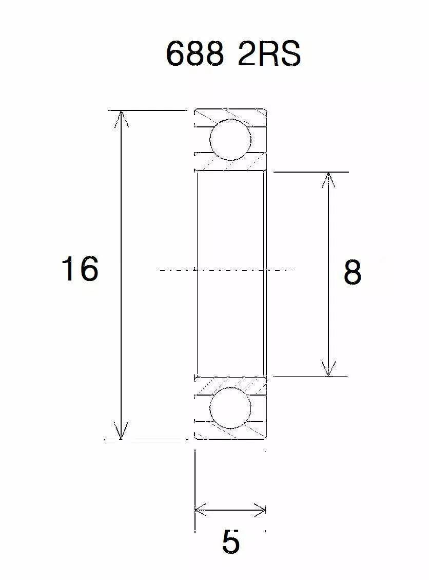 BLACK BEARING BEARING MAX 8X16X5/6.5MM UB-688E-MAX