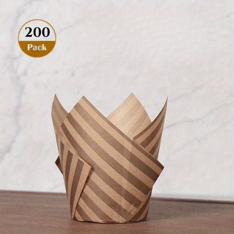TEMU 200pcs Tulip Cupcake Liners - Greaseproof Muffin Wrappers For Weddings, Birthdays & Showers - Nature & Coffee