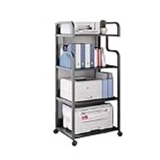 Printer Stand Printer Shelf Multi-layer Movable Simple Modern Office Floor Shelves Home Host Case Storage Racks Multi-Purpose Desk Organizer(Black) (Black)