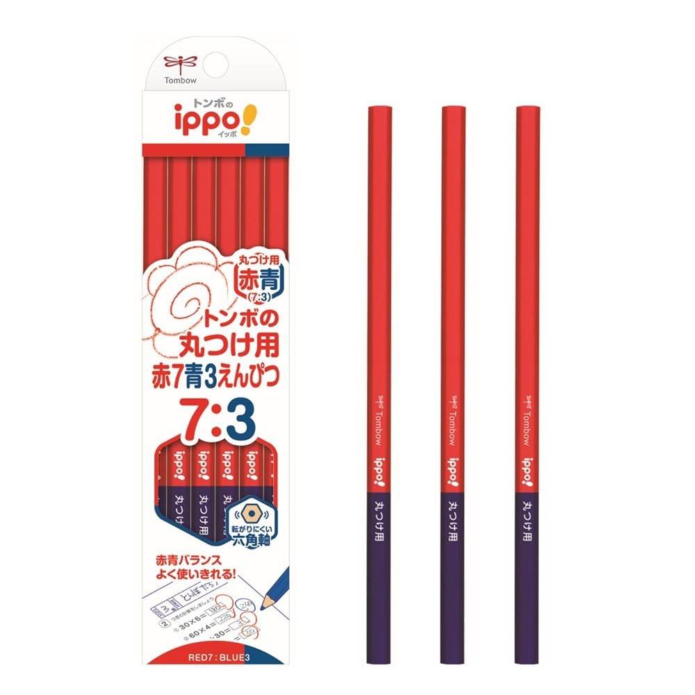 Tombow Pencil Red and Blue Pencils 12 for 1 dozen (73 ratio), pencils, Hexagonal, marking, ippo!, (12 pencils), CV-KIVP7/3