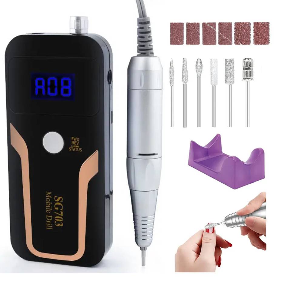 New Portable Rechargeable Electric Nail Drill 35000RPM Electric Nail File Machine E File For Acrylic Nails Gel Polishing Remover