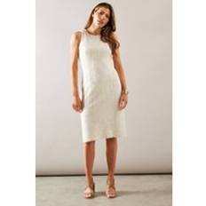 Cornelli Embroidered Sleeveless Pencil Dress, White - 14