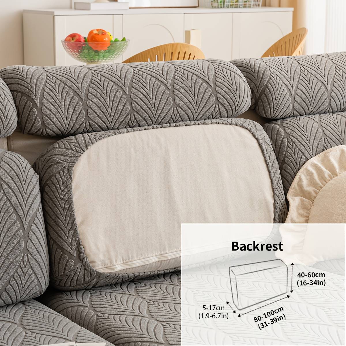 1pc Velvet Sofa Cover, Leaf Pattern, Machine Washable, Use. Elastic Universal Sofa Case, For Bedroom Dining Room Decor, Suitable For Sectional Sofas