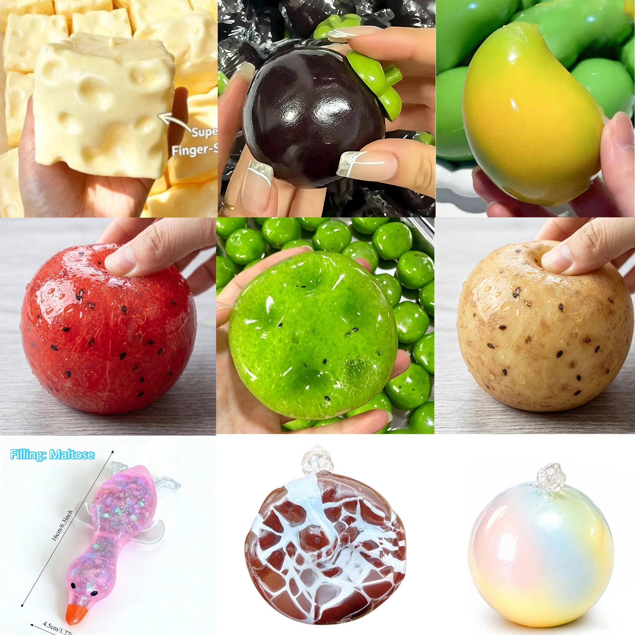 Varm Långsam Återhämtning Klämboll Krispig Deg Vaselin Ost Mangostan Kiwi Mango Squishy Leksak Squishy Vuxen Stresslindrande Leksak