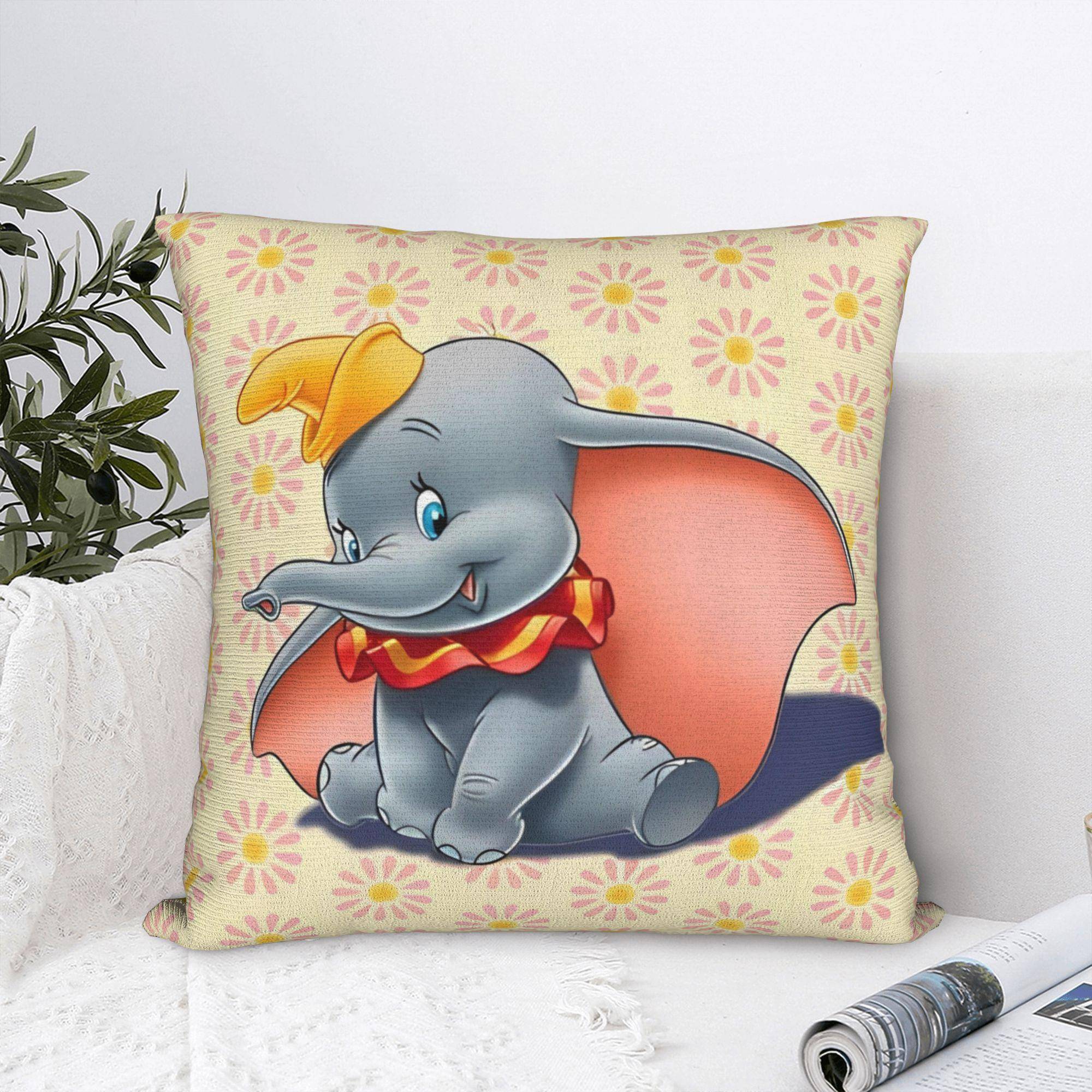 Fantasy Drama Dumbo Kuddfodral Polyester Kuddfodral Dekorativ Tecknad Kuddeöverdrag Sovrum Med Dragkedja 45*45cm