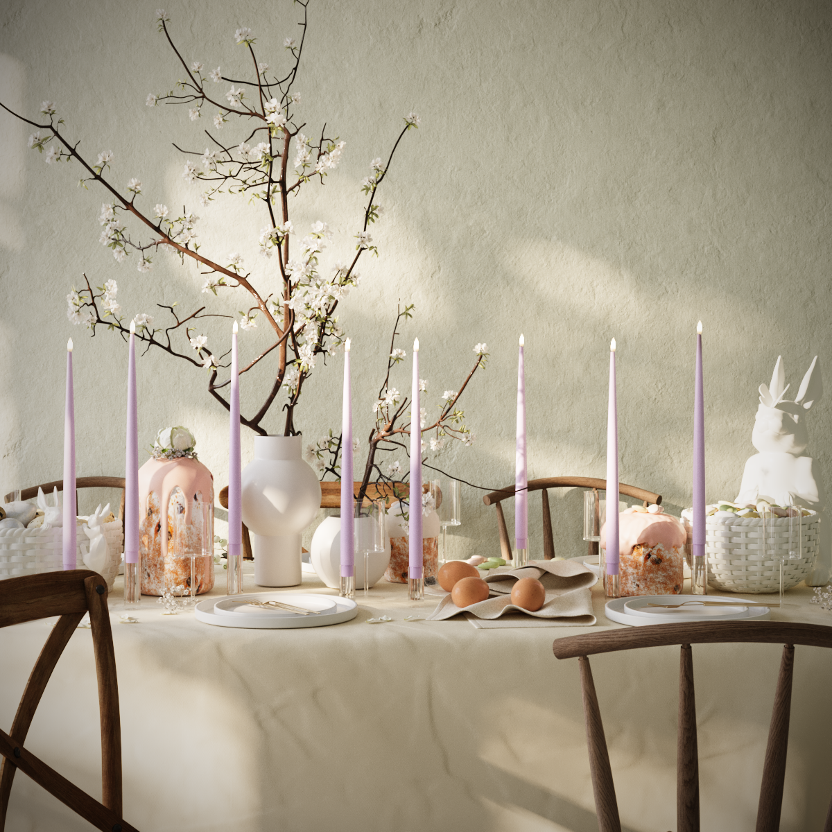 LED Ljus Med Lack paket - Lavendel - 8 st 38 cm Ljus Med Lack