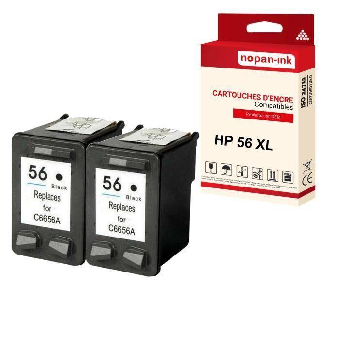 NOPAN-INK - 2 kompatibla bläckpatroner för HP 56 XL 56XL (C6656AE) kompatibla HP HP OfficeJet 4100 4105 4110 4115 4200 4212 4214 4