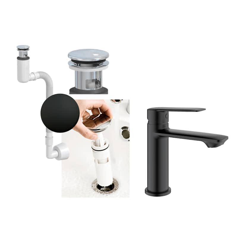 Tvättställsblandare Macro Design Taro med Vattenlås och Bottenventil Pop-Up EasyClean