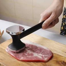 Köttmörare i rostfritt stål, bärbar kötthammare med bekvämt handtag, kraftig manuell hammare för biff, kyckling, fisk, lämplig för hem, kök och cateri - silver (En-Storlek,guld/1 st)