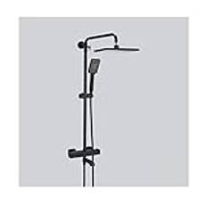 shower head Duschsystem, termostatblandare Dusch Svart Duschsystem Modernt duschblandare Set Inkluderar toppspray regnduschhuvud, handhållen dusch och badkar, rund (fyrkantig) shower head