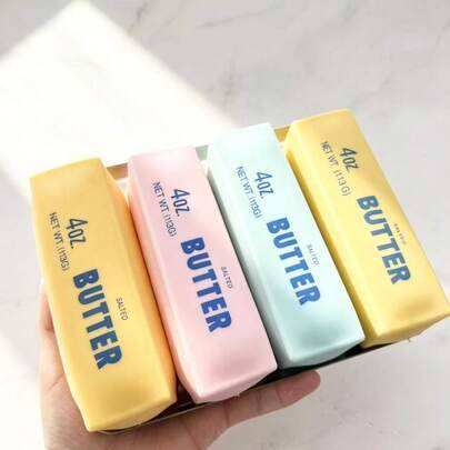 Butter Stick mjuk squishy-leksak, 14 cm, snabb återfjädrande TPR-material, rektangulär form, mjuk touch, sensorisk klämleksak för stresslindring, fidg - Multifärgad (En-Storlek,rosa,1 gul + 1 rosa)