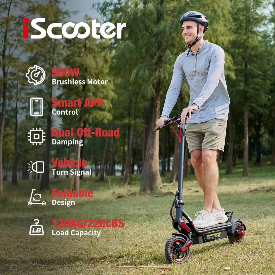 iScooter W8 Electric Scooter for Adults 750W Motor 48V14Ah Battery 9 Inch Off-road APP Connection Program Foldable E-Scooter
