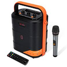JYX 82BT karaokemaskin med UHF-mikrofon, bärbar Bluetooth-högtalare med FM-radio, REC, TWS, fjärrkontroll, stöder TF/USB/AUX för hem, fest, evenemang