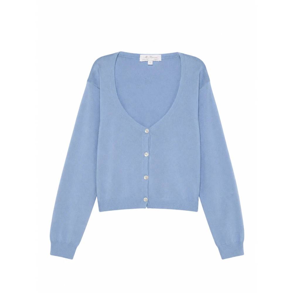 Mariella Ferrari Cardigan med V-hals - Kids - Dame - Blå - 104 CM - Bomuld