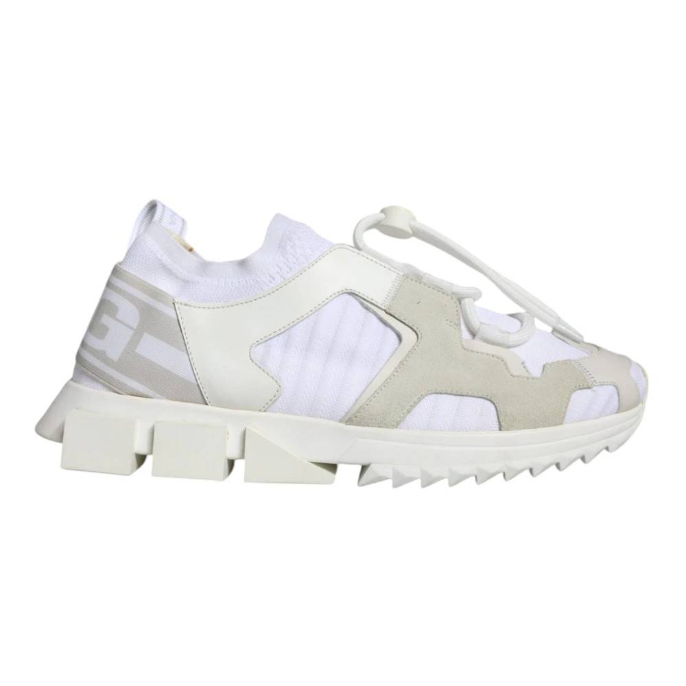 Dolce & Gabbana, Sko , Dame, Hvid, 37 EU, Hvide Mesh Sorrento Trekking Sneakers