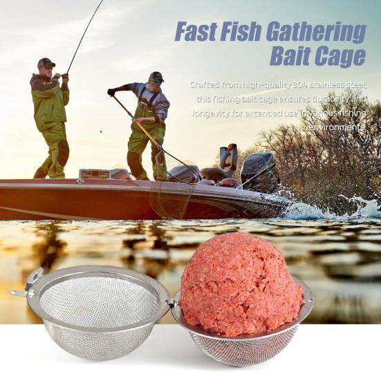 Rostfritt Stål Fiskeagnbur Bollhållare Nät Solid Bete Bärbar Fin Karpfiske Tillbehör white