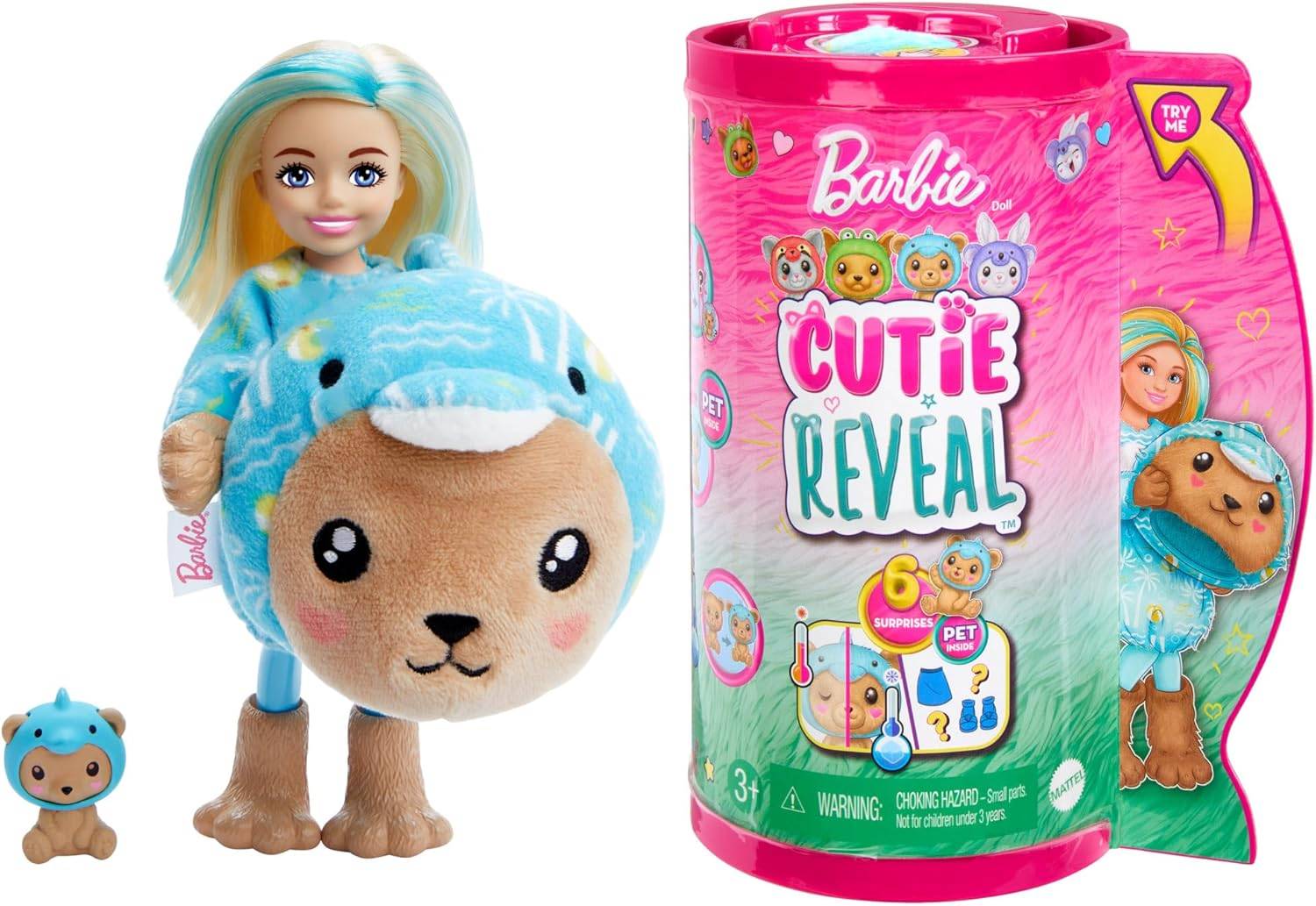 Barbie Dukke Cutie Reveal Chelsea Delfin Kostume & 6 Overraskelser 13 Cm