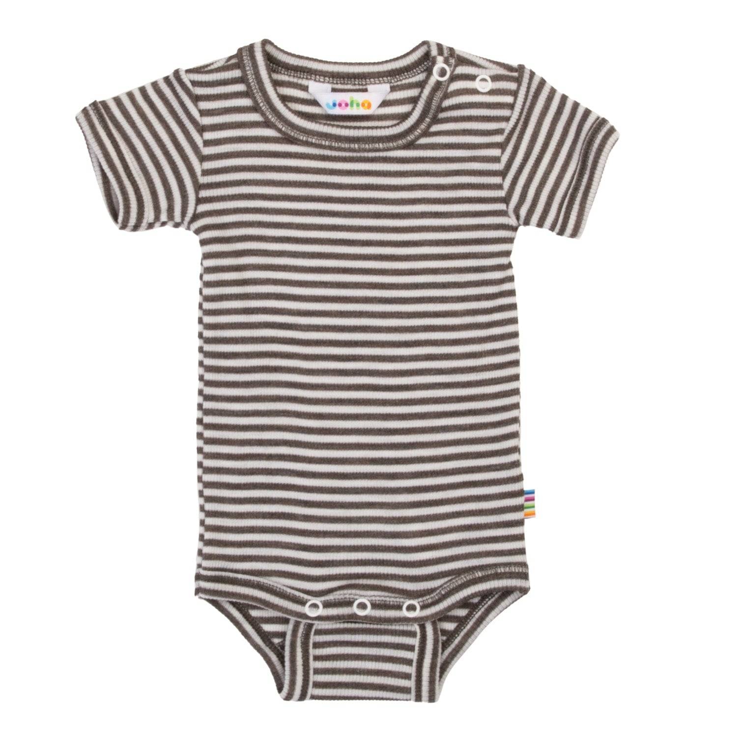 Body m. Korte ærmer, Mørk Beige, Uld/Silke, Joha