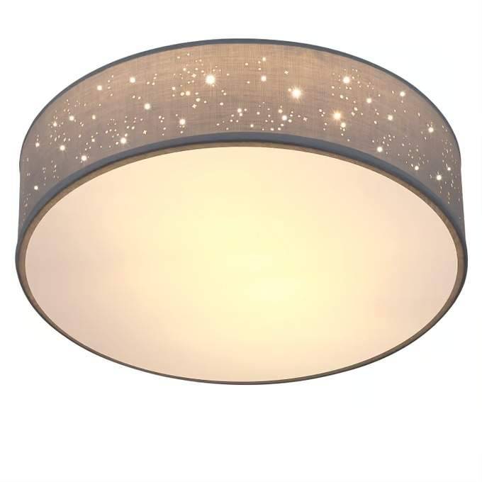 Taklampa Tyg 30 cm Grå – E27 Sockel, Bländfri