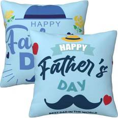 2PCS Happy Father's Day Pillowcase Outdoor & Interior Decoration Pillow Case For Terrace Garden Living Room Bed Sofa Double Sided No Pillow Core - Blue - 40*40,45*45,50*50