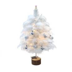 Feather Christmas Tree with Lamp String Artificial Christmas Tree Decoration Simulated Desktop