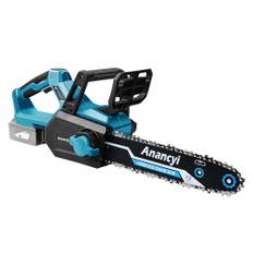 Anancyi Borstlös batteri, motorsåg 30 cm, motorsåg elektrisk med kedjesmörjning, kompatibel med Makita 18 V batteri, verktygsfri kedjespänning, motorsåg för trädgårdssaxar, träskärning (utan batteri)