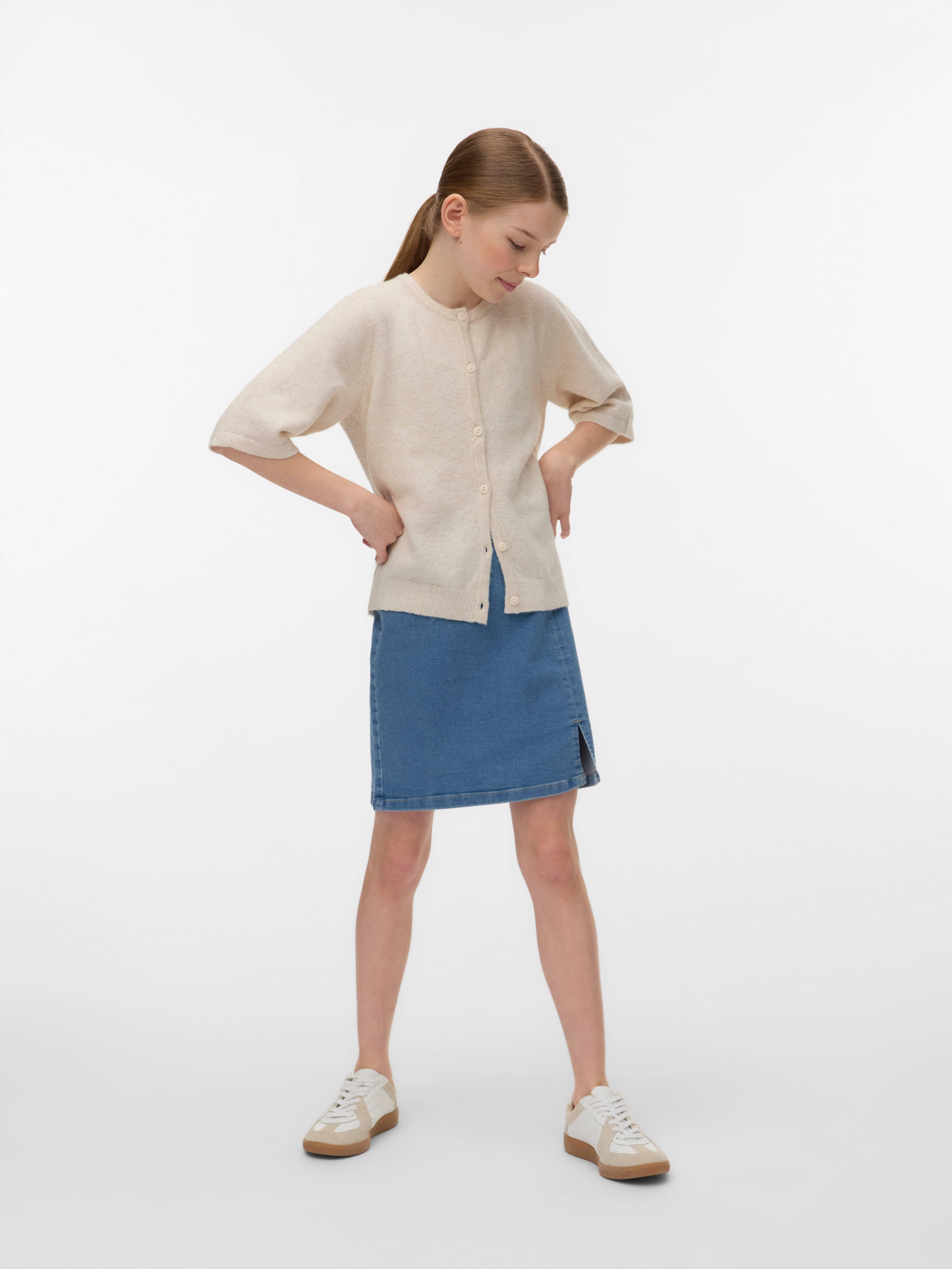 Vmnelly Hög Midja Kort Kjol - Medium blue denim - 158