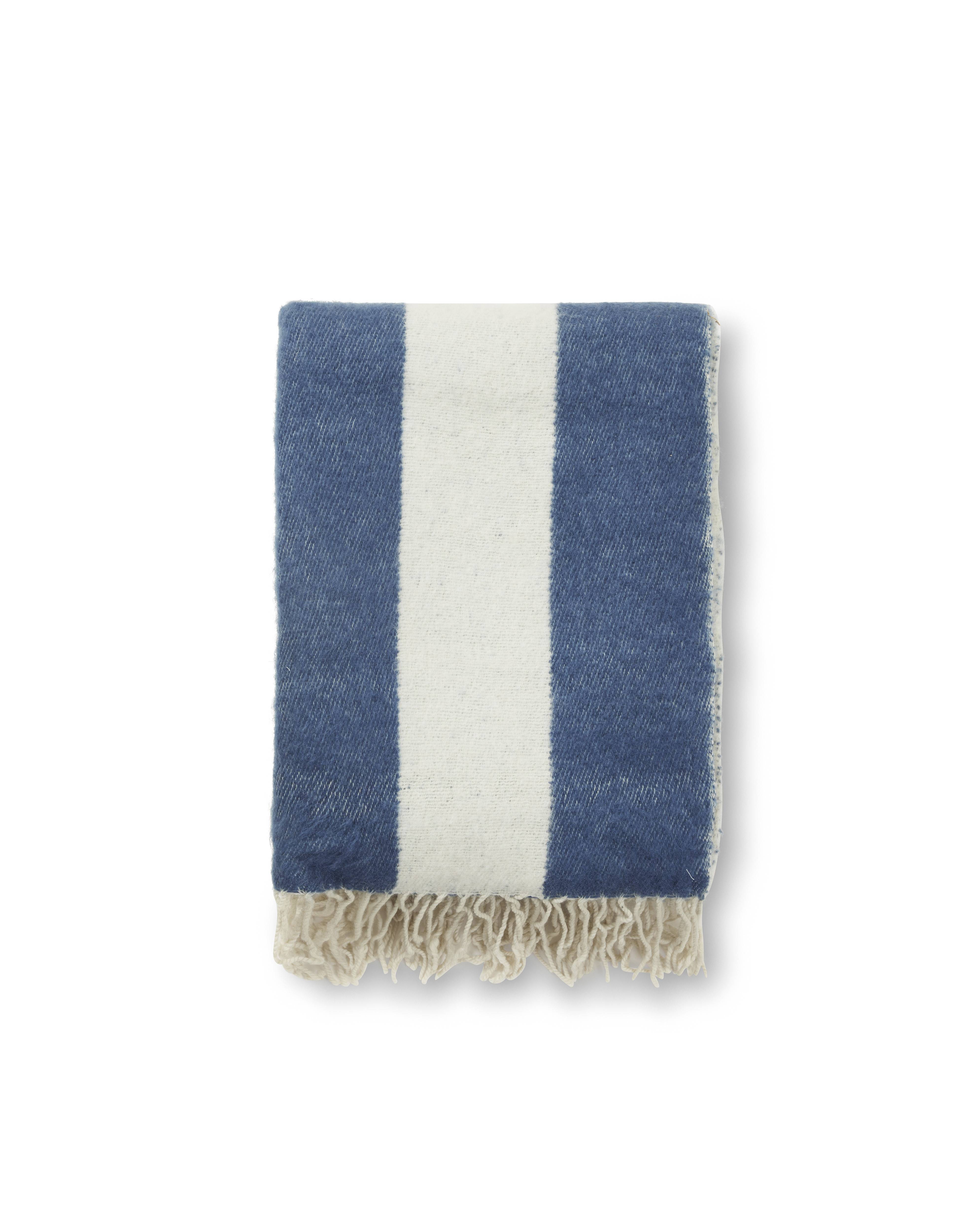 Jakobsdals Zara blockstripe Pläd 130x170 cm Blå/Vit