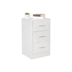 Wohnling Sängbord för resårbotten, 68 cm hög och 3 lådor i modern design Vit - & nattduksbord