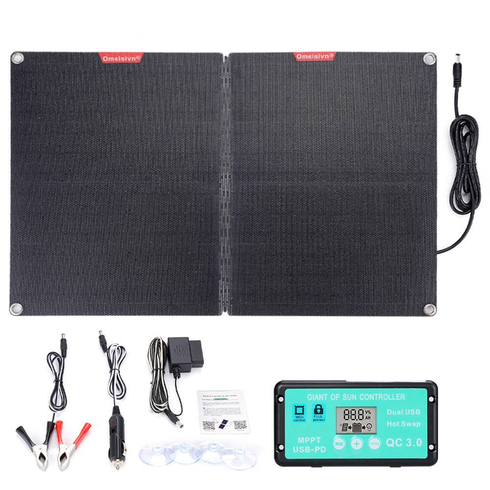 ETFF 12V 60W Hopfällbart solpanel 30A 60A 100A Vattentät utomhus batteriladdare för mobiltelefoner, powerbank, kamera, s
