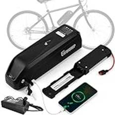 Ebike batteri 36 V 17,5 AH, Hailong Ebike batteri med USB-port, laddare, 5-stifts basplatta och A-klasscell för 750 W 500 W 350 W 250 W 200 W elcykel pedelec, litiumjonbatteri (36 V 17,5 AH 5-stift)