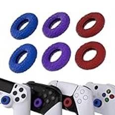 PlayVital 6 st Tumgrepp Ring för ps5/ps4 Donut Design Silikon Ring Joystick för Xbox Series X/S Anti Slip Thumb Grips Rings för Xbox One/Elite Series 2 Core för Switch Pro Controller-Röd&Blå&Lila