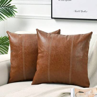 1 st Brunt bohemiskt konstläder dekorativt kuddfodral, handgjort kuddfodral för vardagsrums bäddsoffa, modern bondgård heminredning (45*45,30*50,50*50,40*40cm enkel örngott grå)