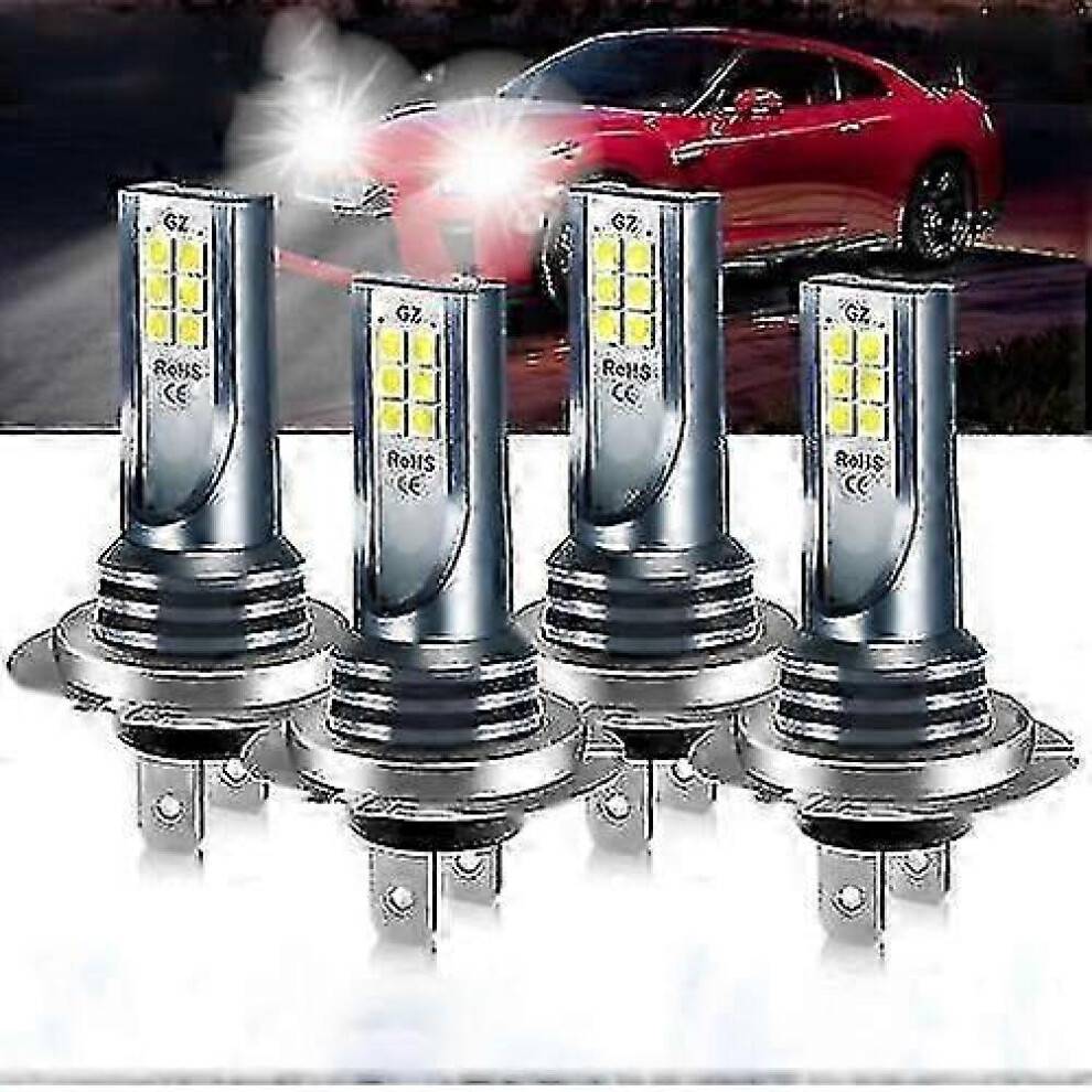 4x H7 Super Bright 60000lm 120w LED Forlygtepære Sæt Fjernlys Nærlys 6000k Hvid