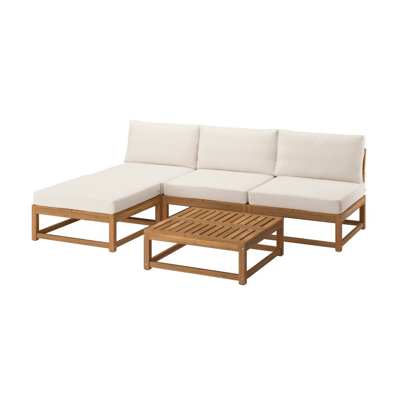 NÄMMARÖ 3-sits möbelgrupp, utomhus ljusbrunlaserad/Frösön/Duvholmen beige, 243 cm