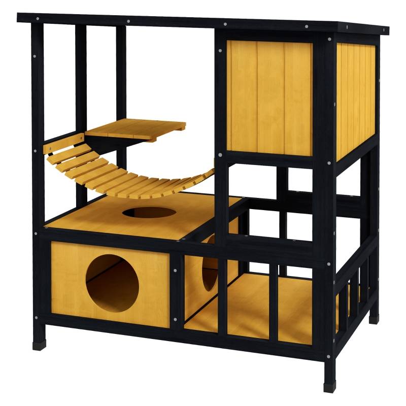 Katthus 1 ramp 1 plattform 84.5x60x88 cm