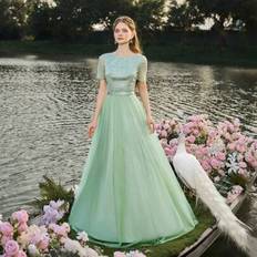 Faeriesty Lyxig Elegant Pärlprydd Aftonklänning Med Tyllkjol – Romantisk Charm För Bröllop, Röda Mattan-Evenemang, Galamiddagar, Baler Och Fester Med - Mint Grön (L,M,S,XL)