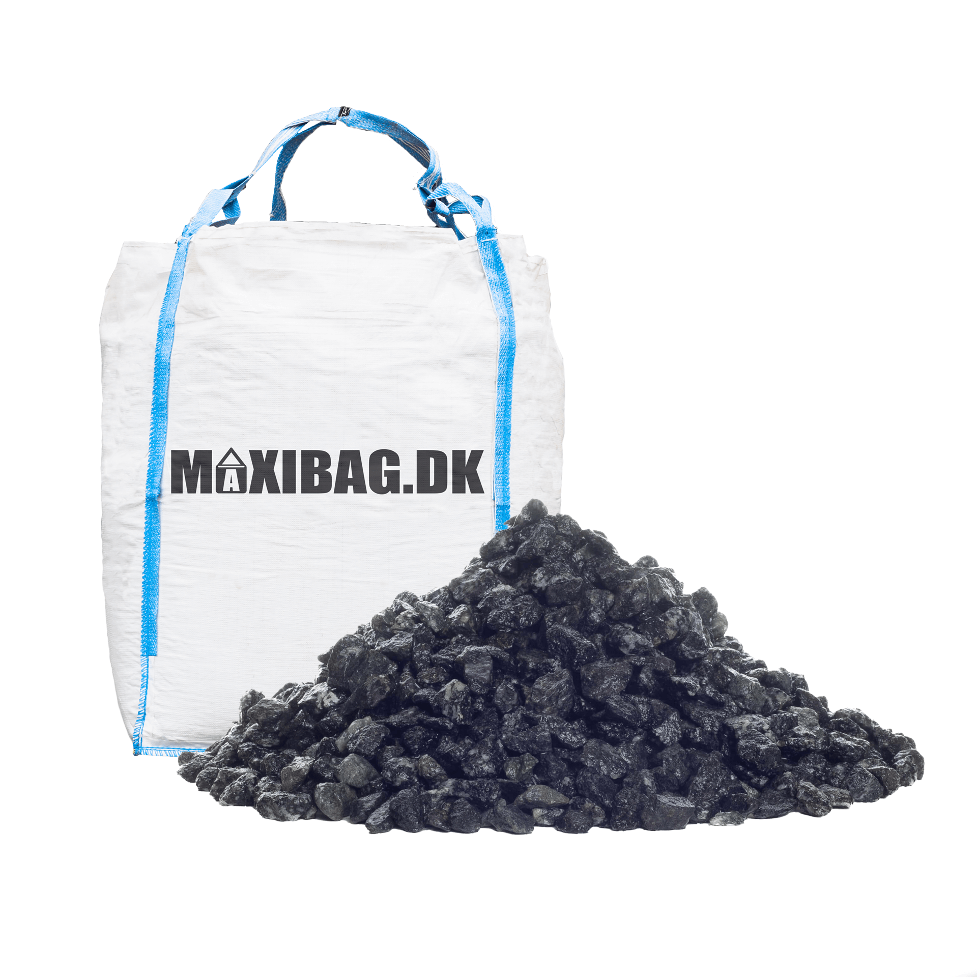 Sorte granitskærver 5-8 mm. - 1 m³ (1700 kg.) i maxibag