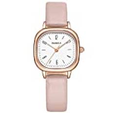 rorios damklockor vattentät analog kvarts armbandsur med läderarmband minimalism klassisk dam för kvinnor flickor, ROSA, Rem